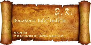 Doszkocs Kálmán névjegykártya